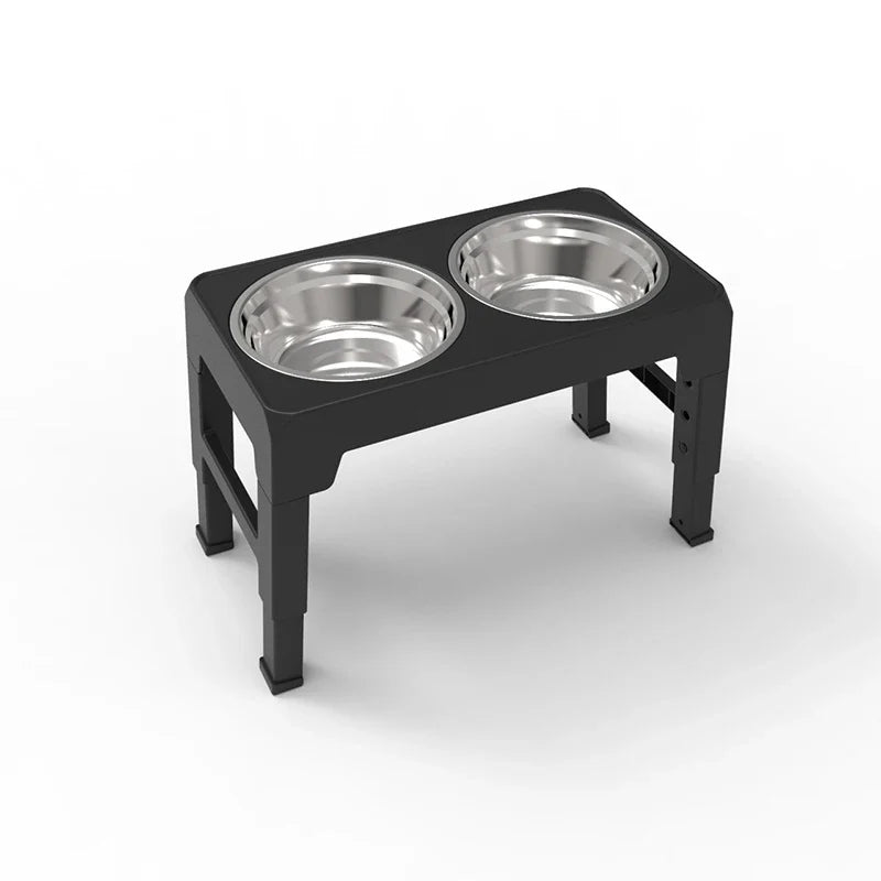 Adjustable Elevated Dog Feeder With Double Stainless Steel Bowls
