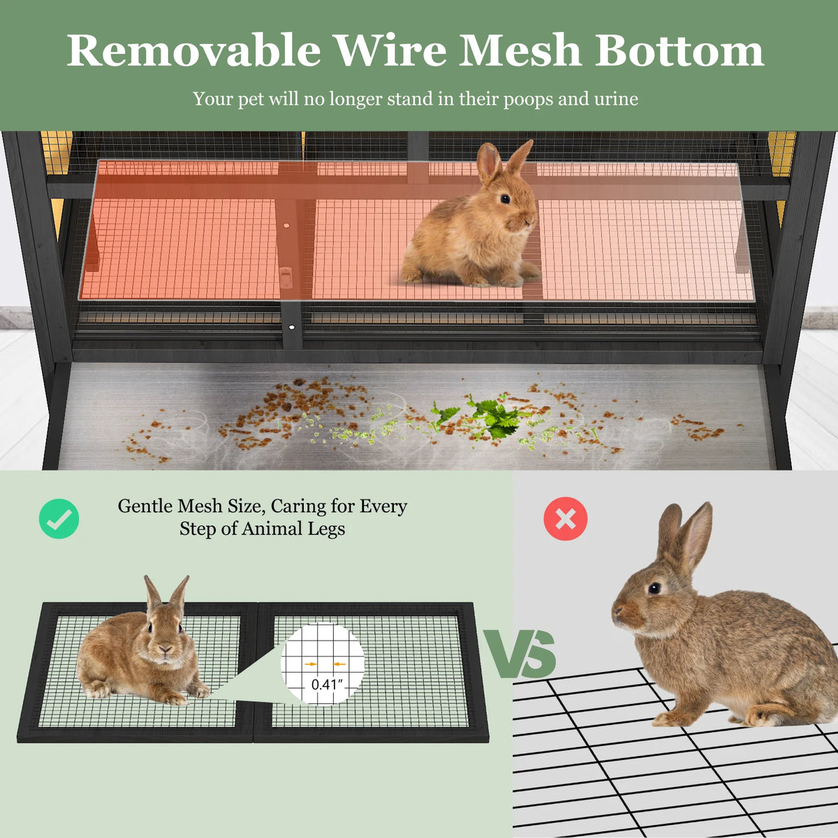 Secure Elevated Rabbit Hutch With Double Doors And Leakproof Tray
