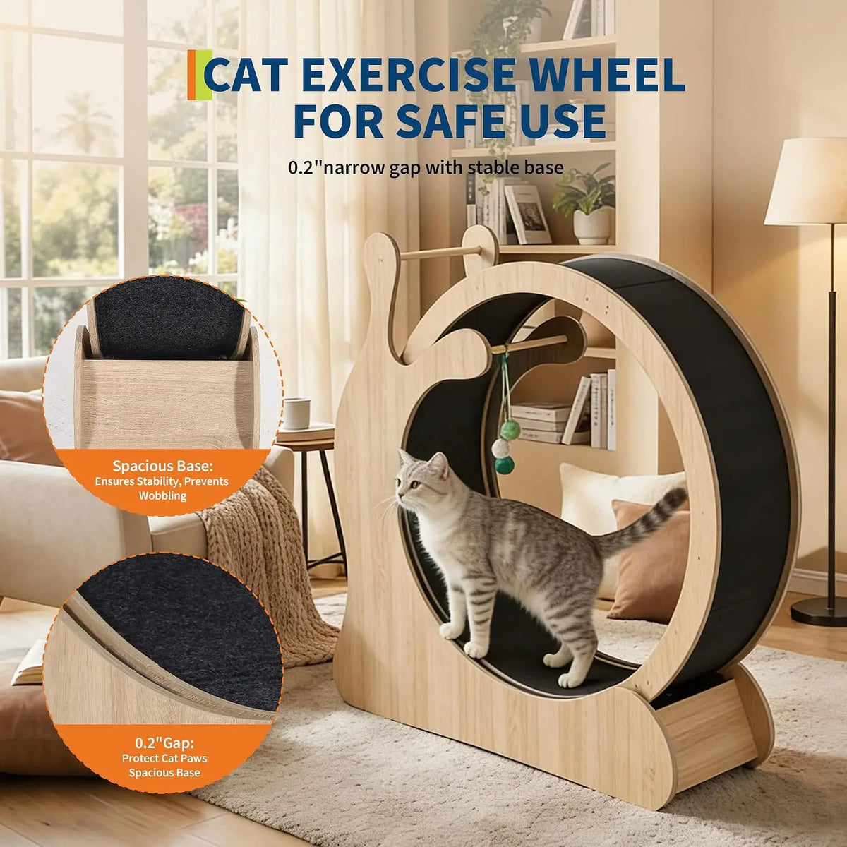 Garvee Multifunctional Pine Wood Cat Running Wheel Frame