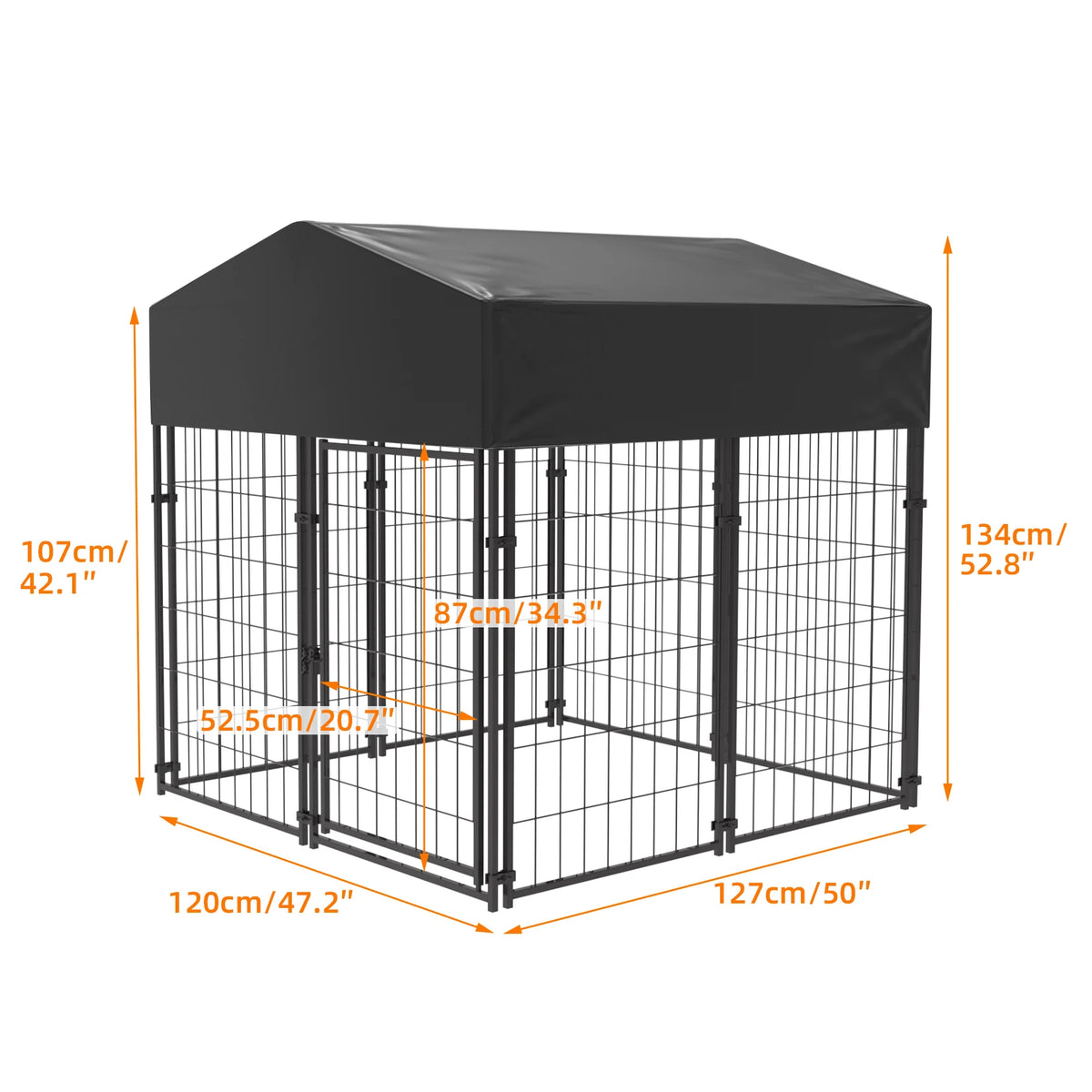 Bingopaw Galvanized Outdoor Dog Kennel Run With Weatherproof Canopy