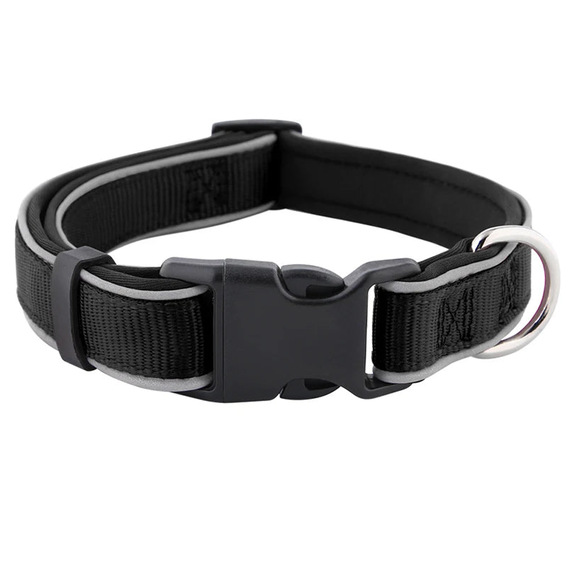 MeowVista Reflective Neoprene Padded Dog Collar Adjustable Quick Release