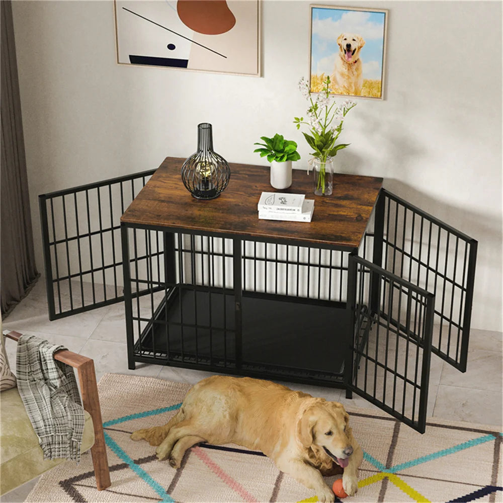 Borwart Elevated Wooden Dog Crate Furniture Style Kennel
