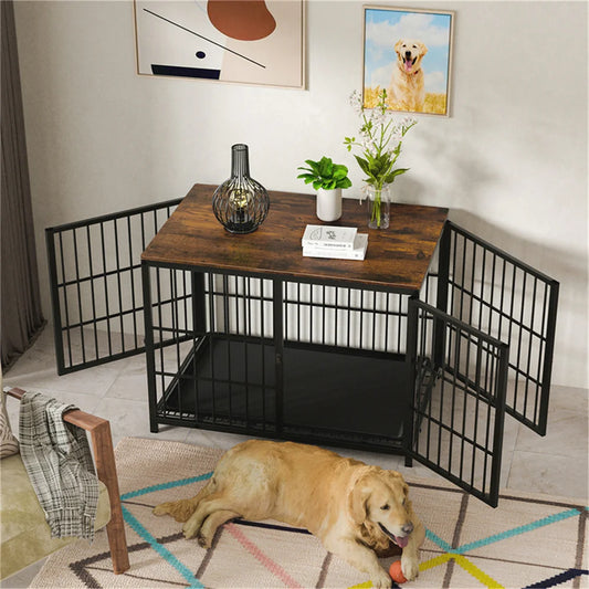 Borwart Elevated Wooden Dog Crate Furniture Style Kennel
