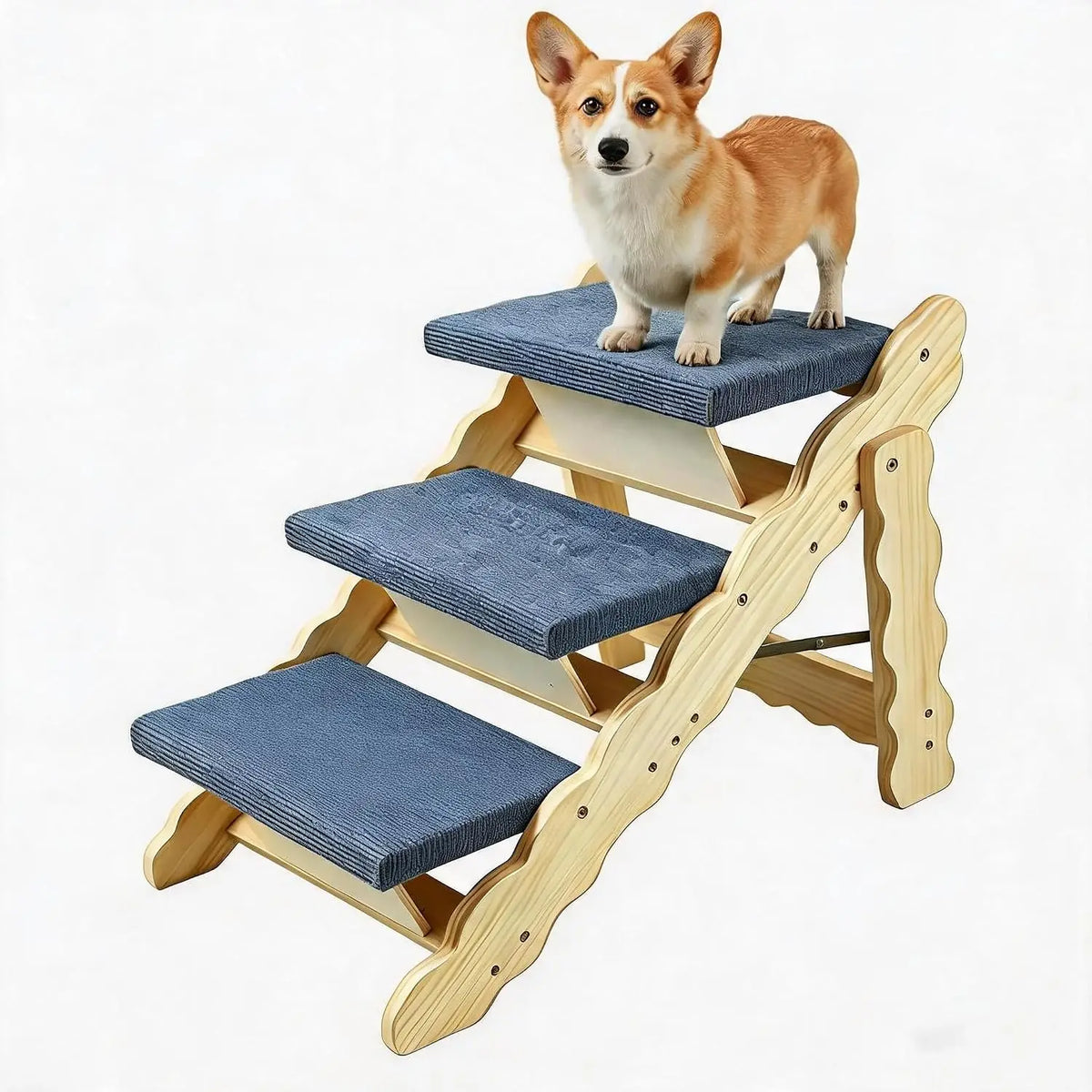 Garvee Wooden Pet Stairs And Foldable Ramp For Indoor Use