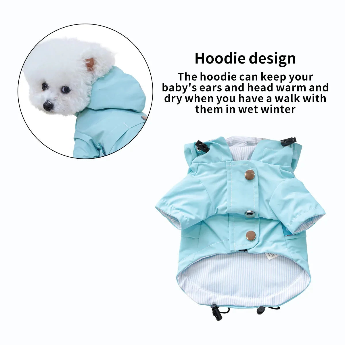 Waterproof Dog Windproof Raincoat Jacket Hooded Polyester Pet Outerwear