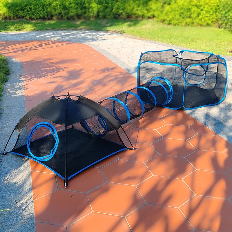 Three In One Foldable Pet Play Tent Mesh Tunnel Kennel