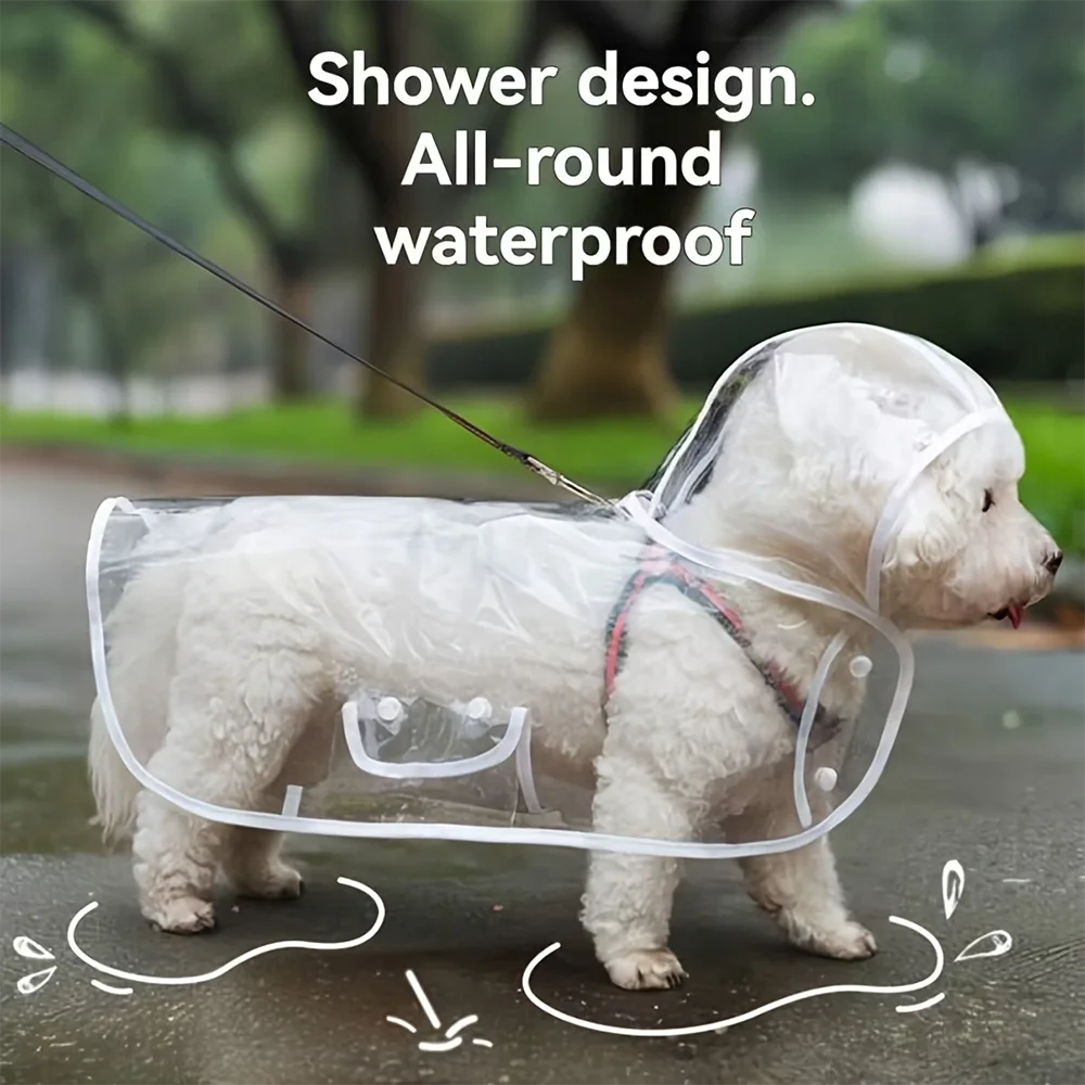 Waterproof Dog Raincoat Featuring Adjustable Belly Strap