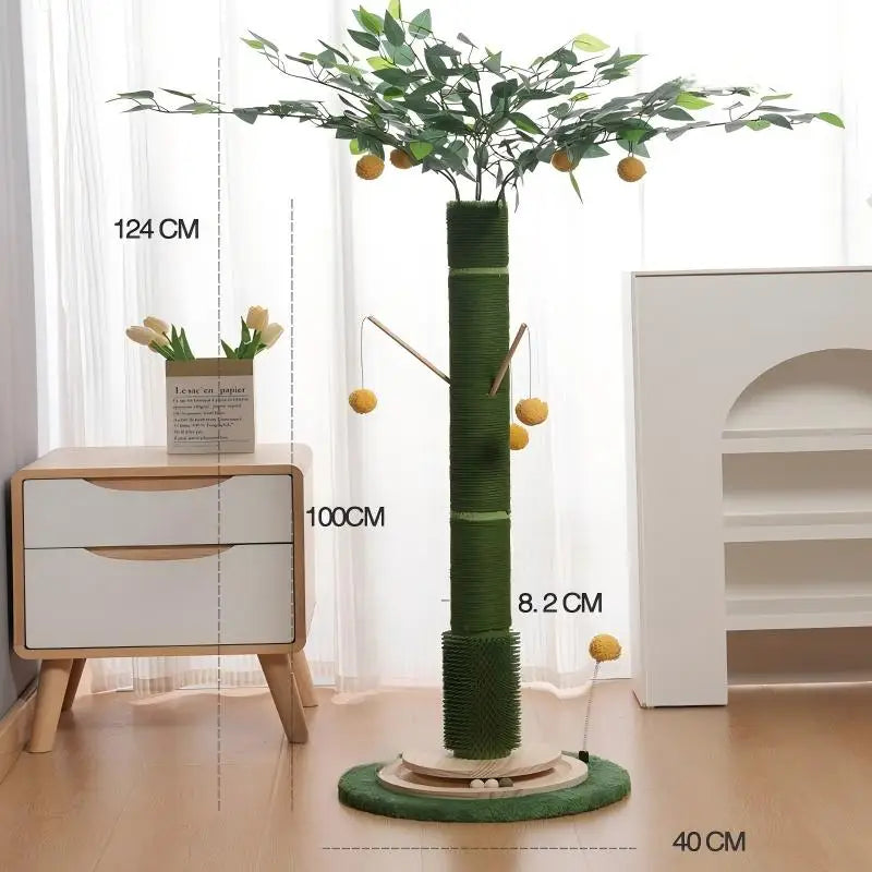 Space Saving Sisal Cat Scratching Tower With Hanging Toy