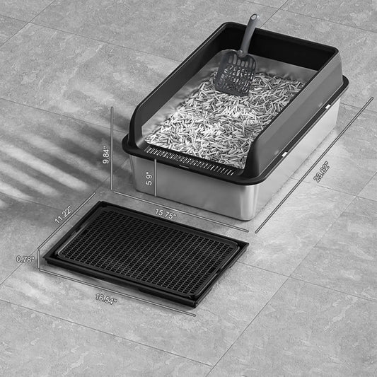 Garvee Stainless Steel Covered Cat Litter Box With Filter Tray
