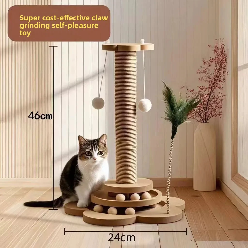 Durable Sisal Cat Scratching Post With Integrated Climbing Frame