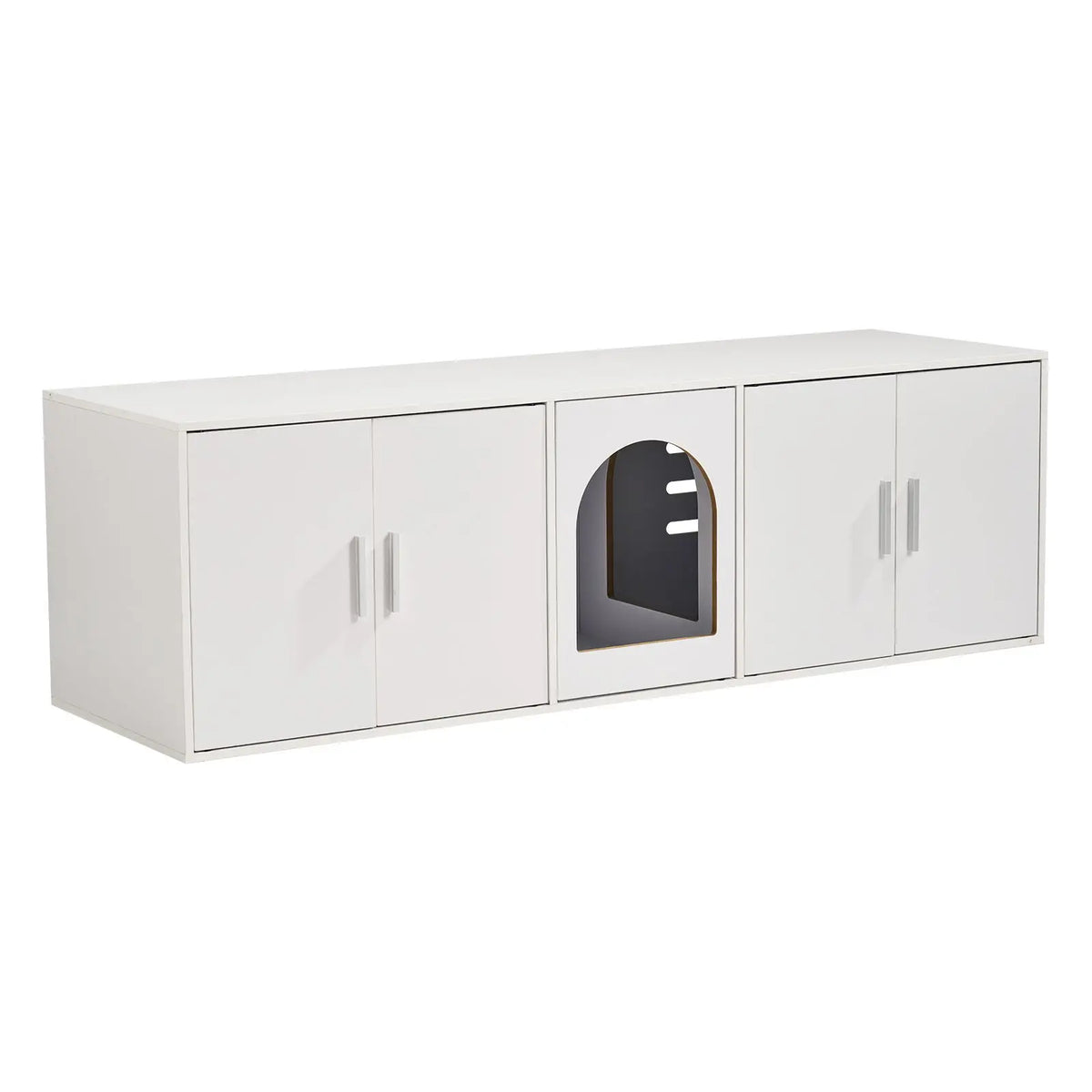 Modern Hidden Cat Litter Box Enclosure With Dual Chamber Design