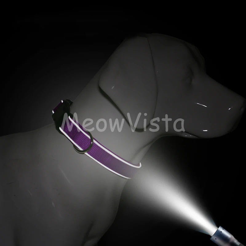 MeowVista Reflective Neoprene Padded Dog Collar Adjustable Quick Release
