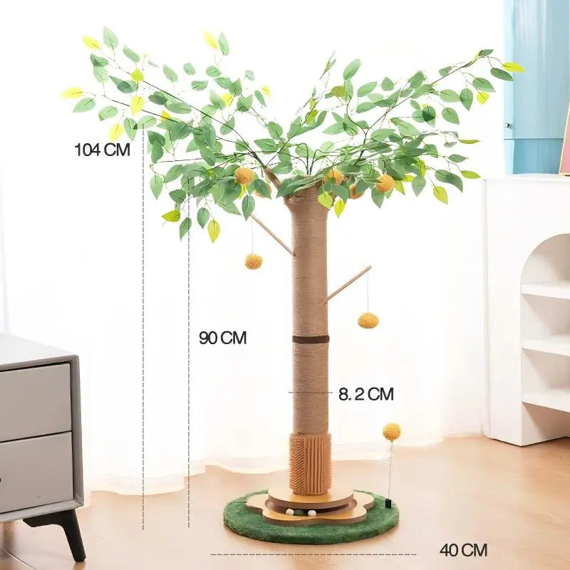 Space Saving Sisal Cat Scratching Tower With Hanging Toy