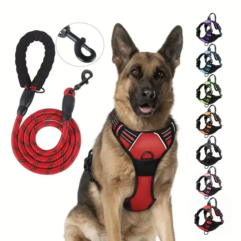 JTPAWS Reflective Service Dog Harness With Front Clip Handle