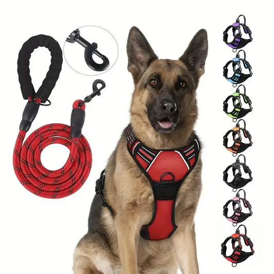 JTPAWS Reflective Service Dog Harness With Front Clip Handle