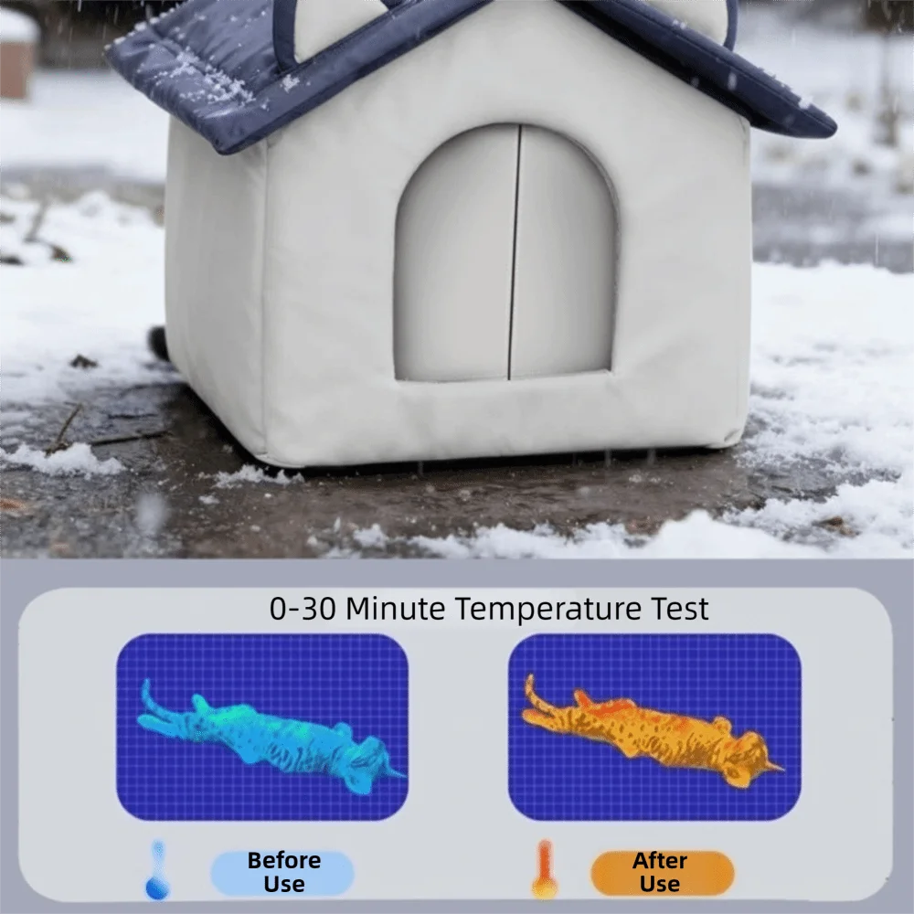 Insulated Waterproof Outdoor Cat Shelter With Enclosed Design