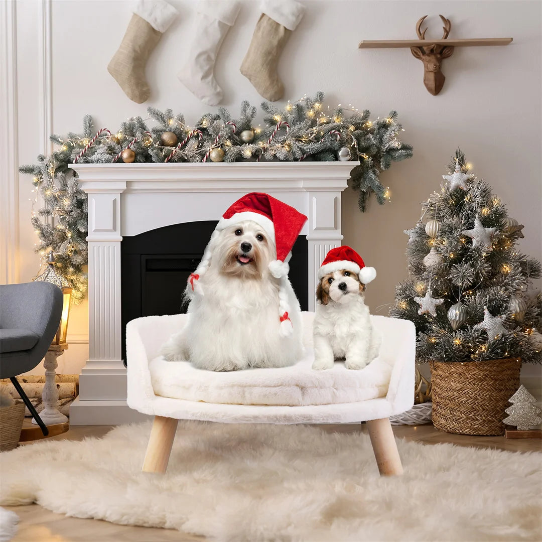 Bingopaw Plush Pet Nesting Chair With Waterproof Wood Leg Pad