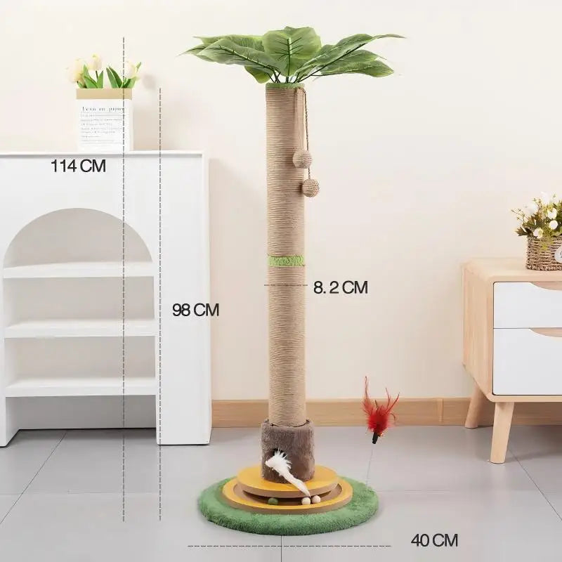 Space Saving Sisal Cat Scratching Tower With Hanging Toy