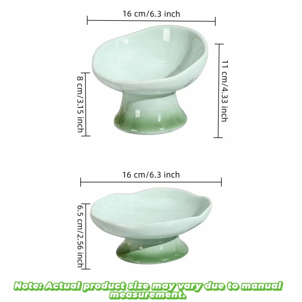 Flower Shape Ceramic Elevated Cat And Dog Feeding Bowl