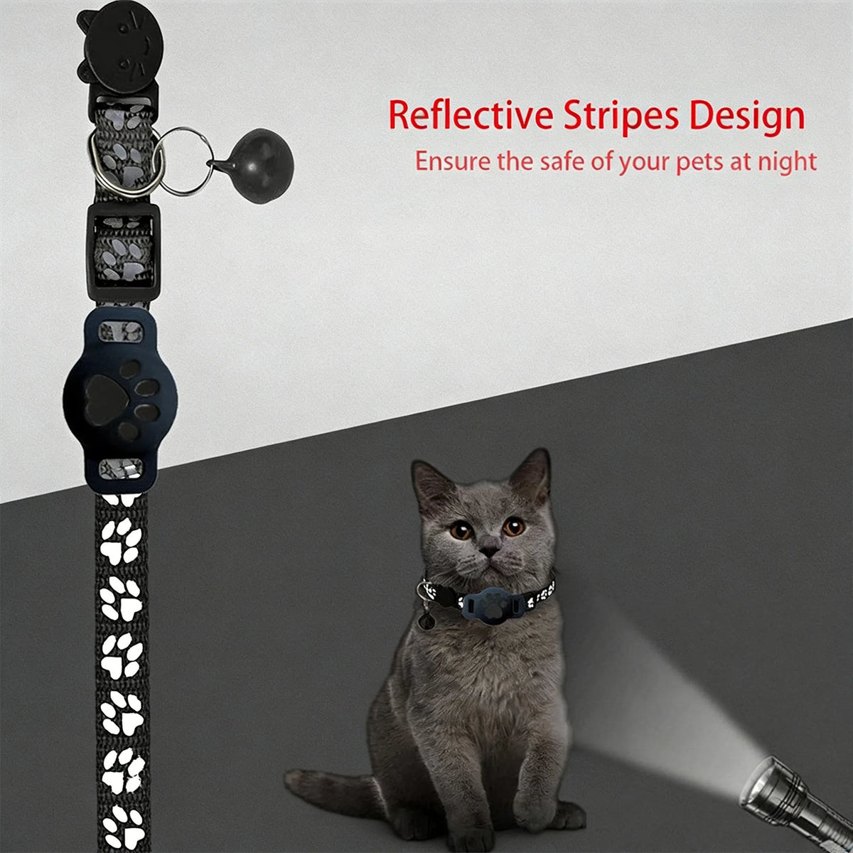 Reflective AirTag Cat Collar With Quick Release Buckle For Cats