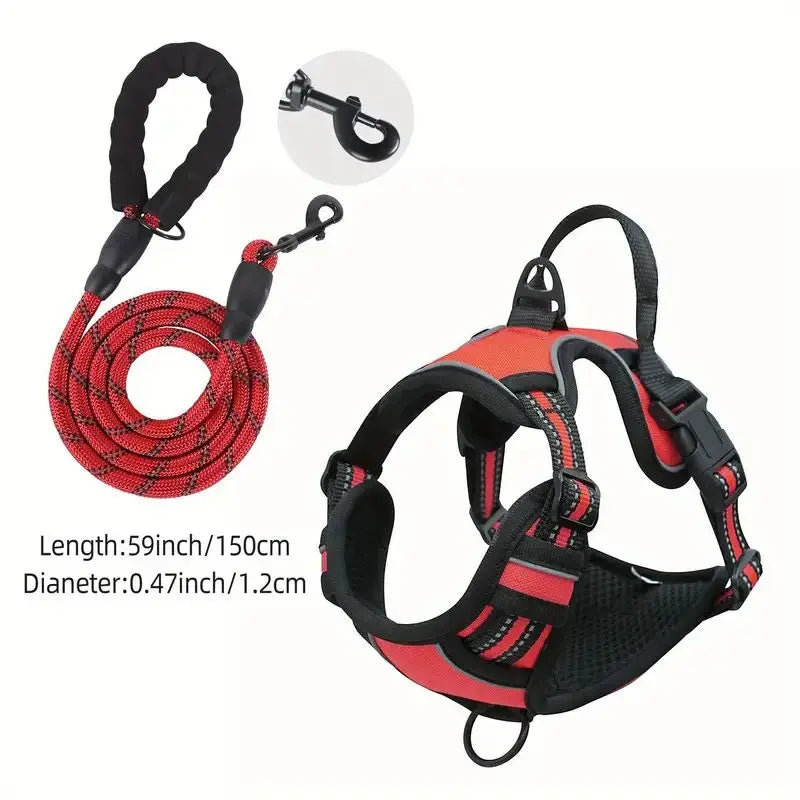 JTPAWS Reflective Service Dog Harness With Front Clip Handle