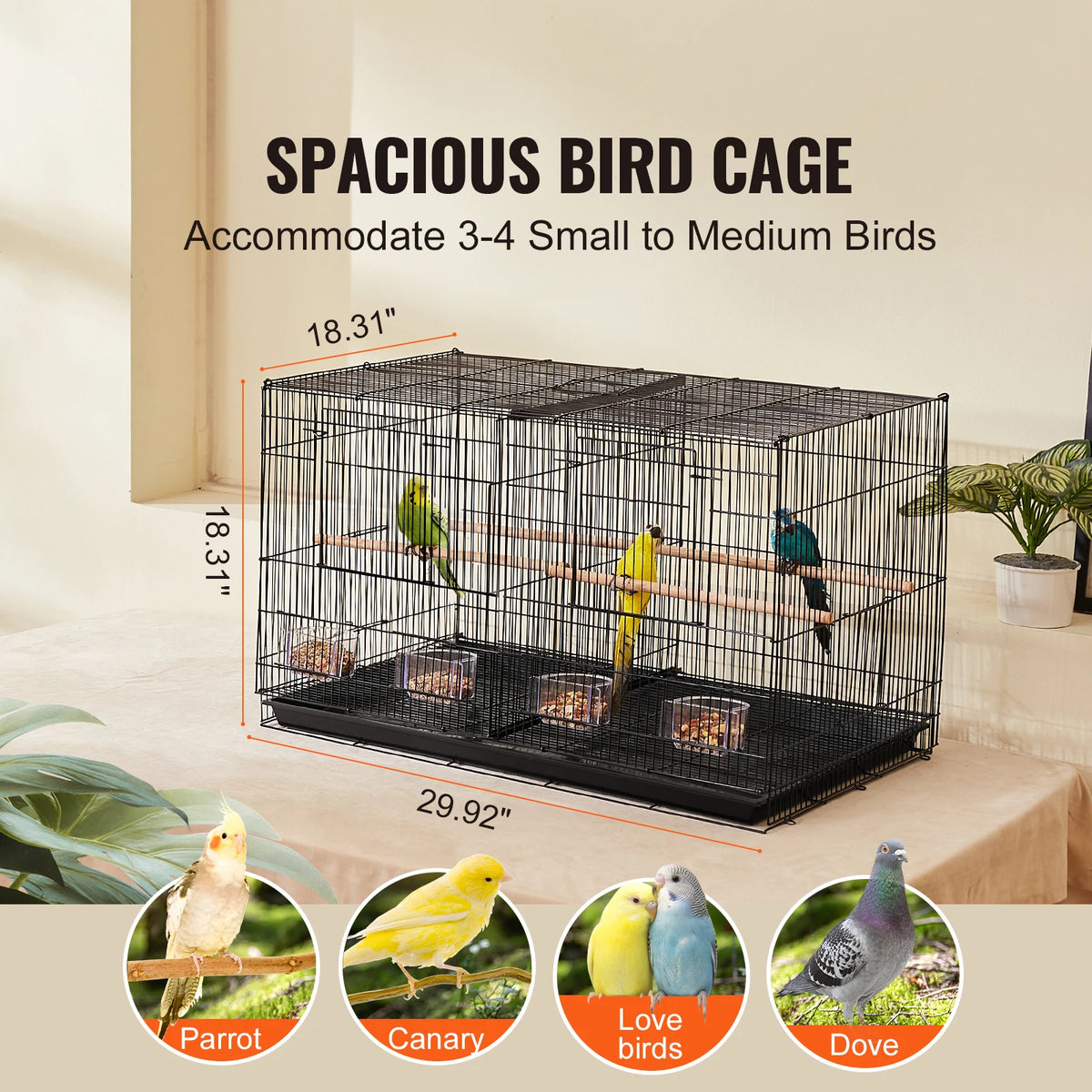 SucceBuy Divided Stackable Bird Cage With Handle And Perch
