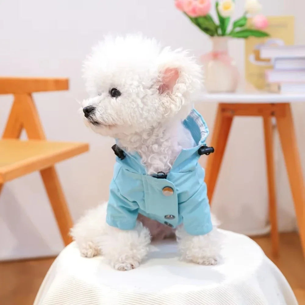 Waterproof Dog Windproof Raincoat Jacket Hooded Polyester Pet Outerwear