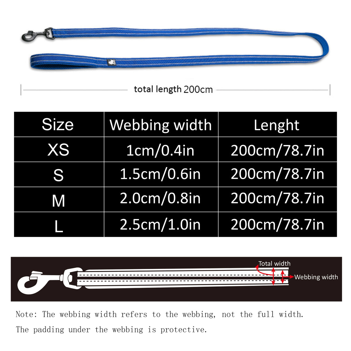 Truelove Reflective Padded Nylon Pet Dog Leash With Quick Release