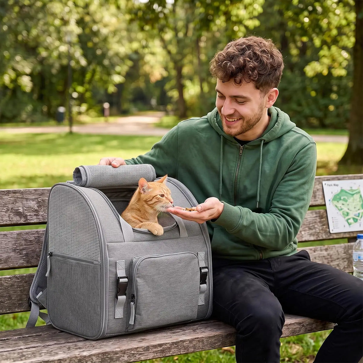 Expandable Mesh Cat Carrier Backpack With Breathable Nylon Design