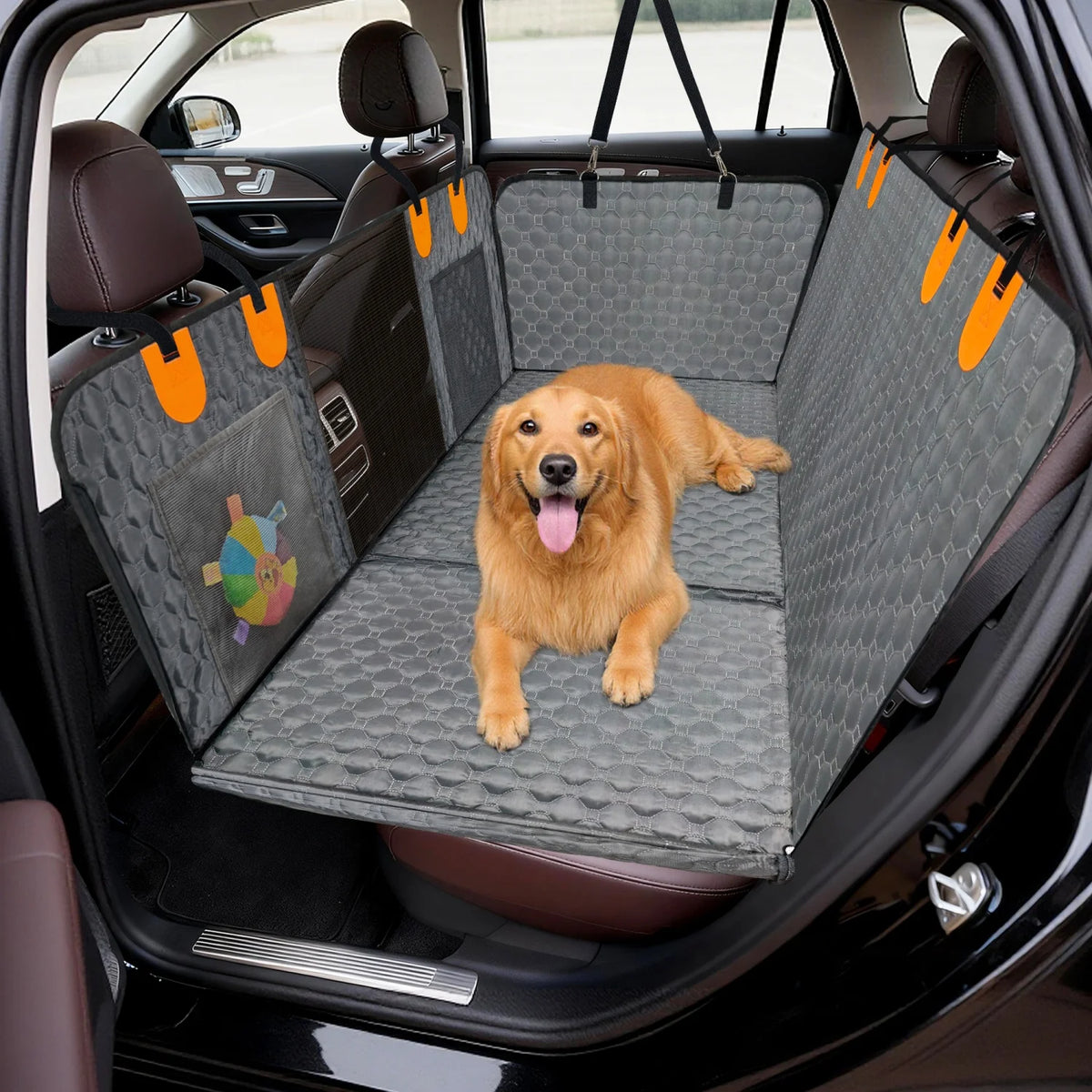 Bingopaw Waterproof Dog Car Seat Cover With Pockets And Hard Bottom