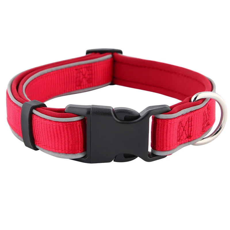 MeowVista Reflective Neoprene Padded Dog Collar Adjustable Quick Release