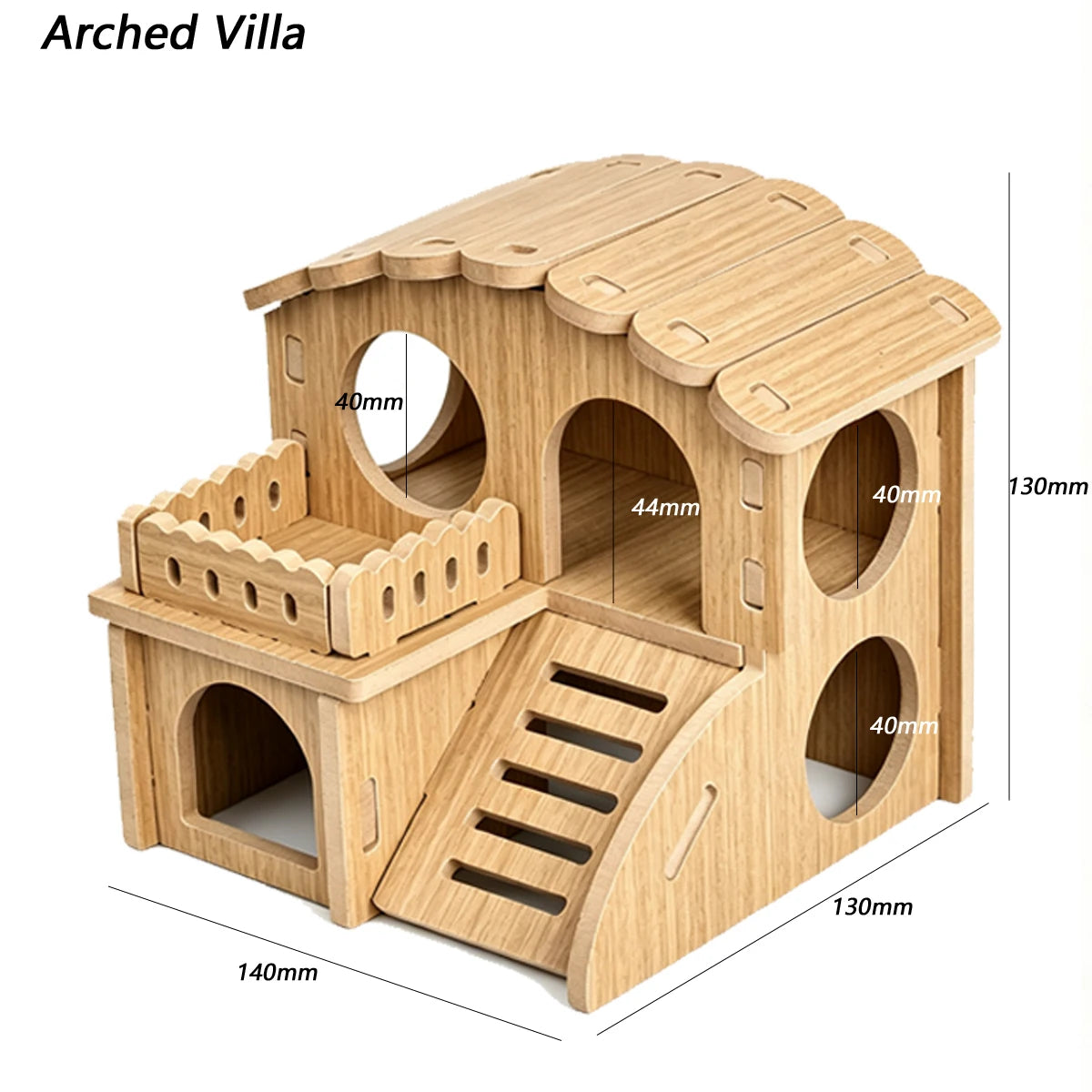 Wooden Hamster Villa MultiChamber Small Pet Hideout Shelter