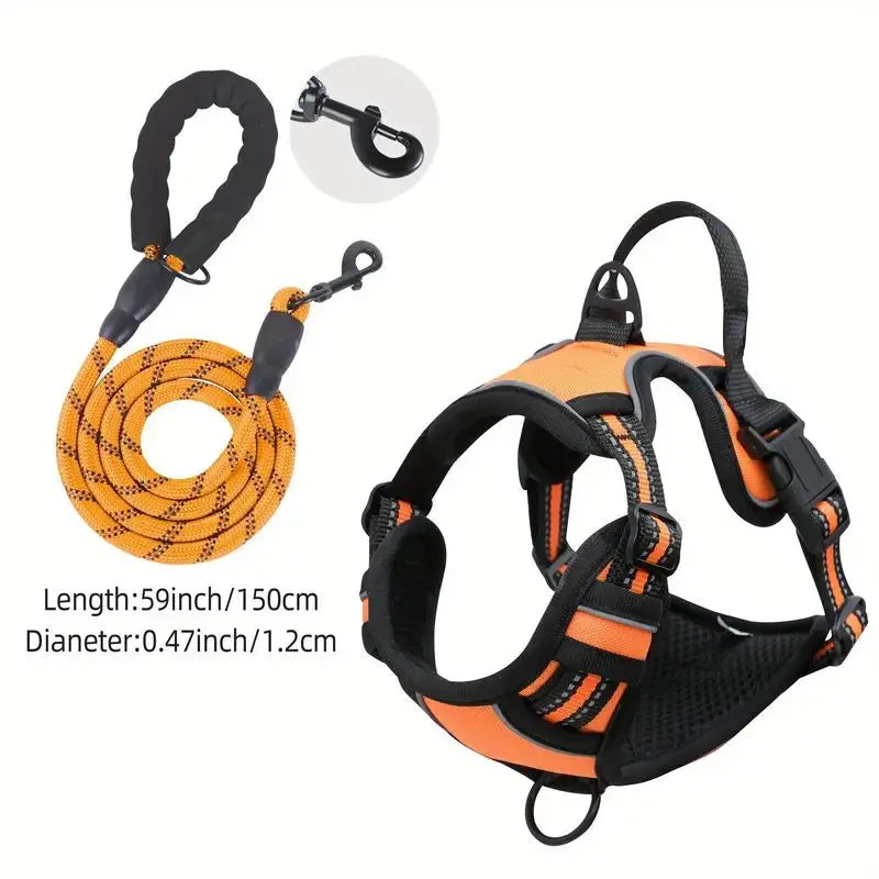 JTPAWS Reflective Service Dog Harness With Front Clip Handle