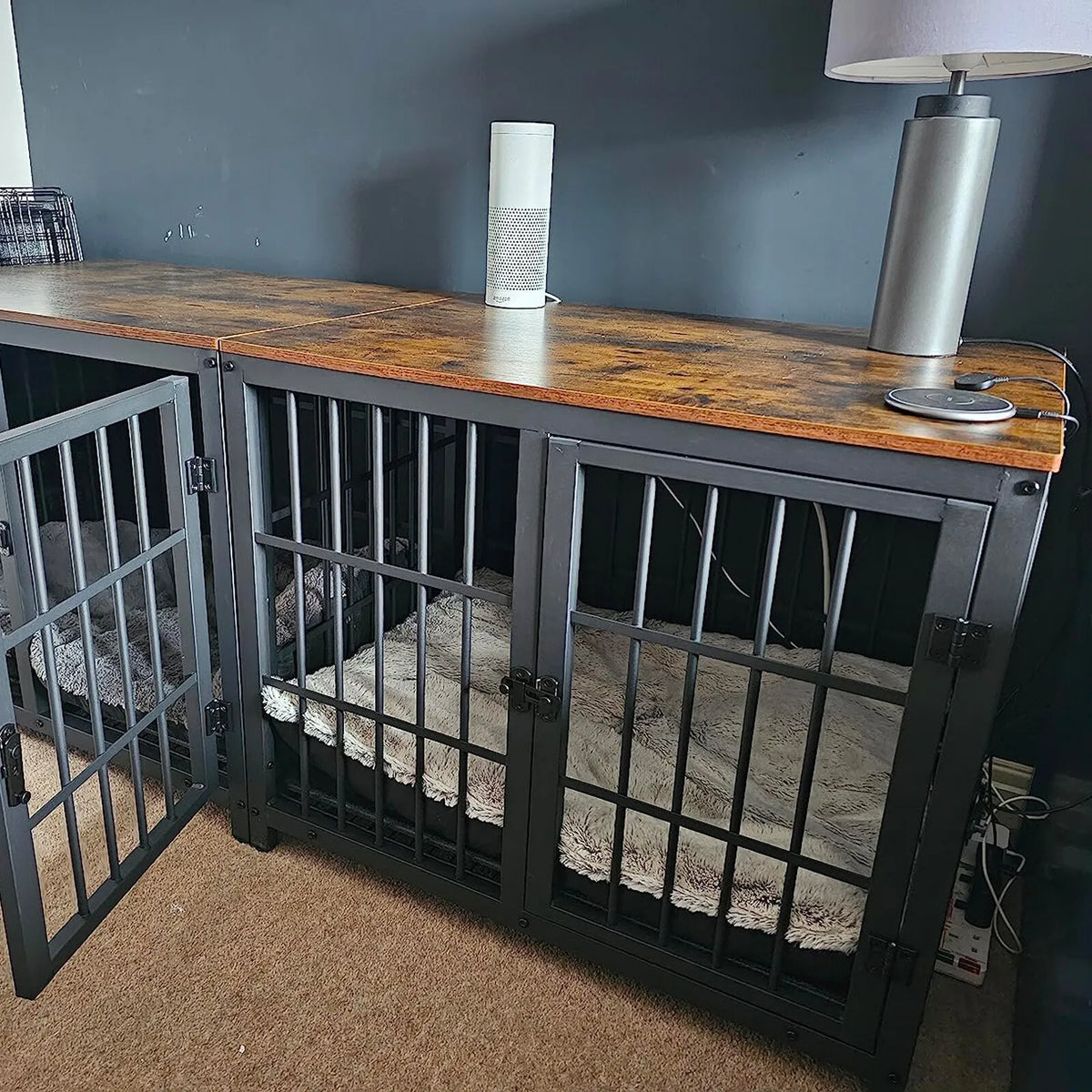 Borwart Elevated Wooden Dog Crate Furniture Style Kennel