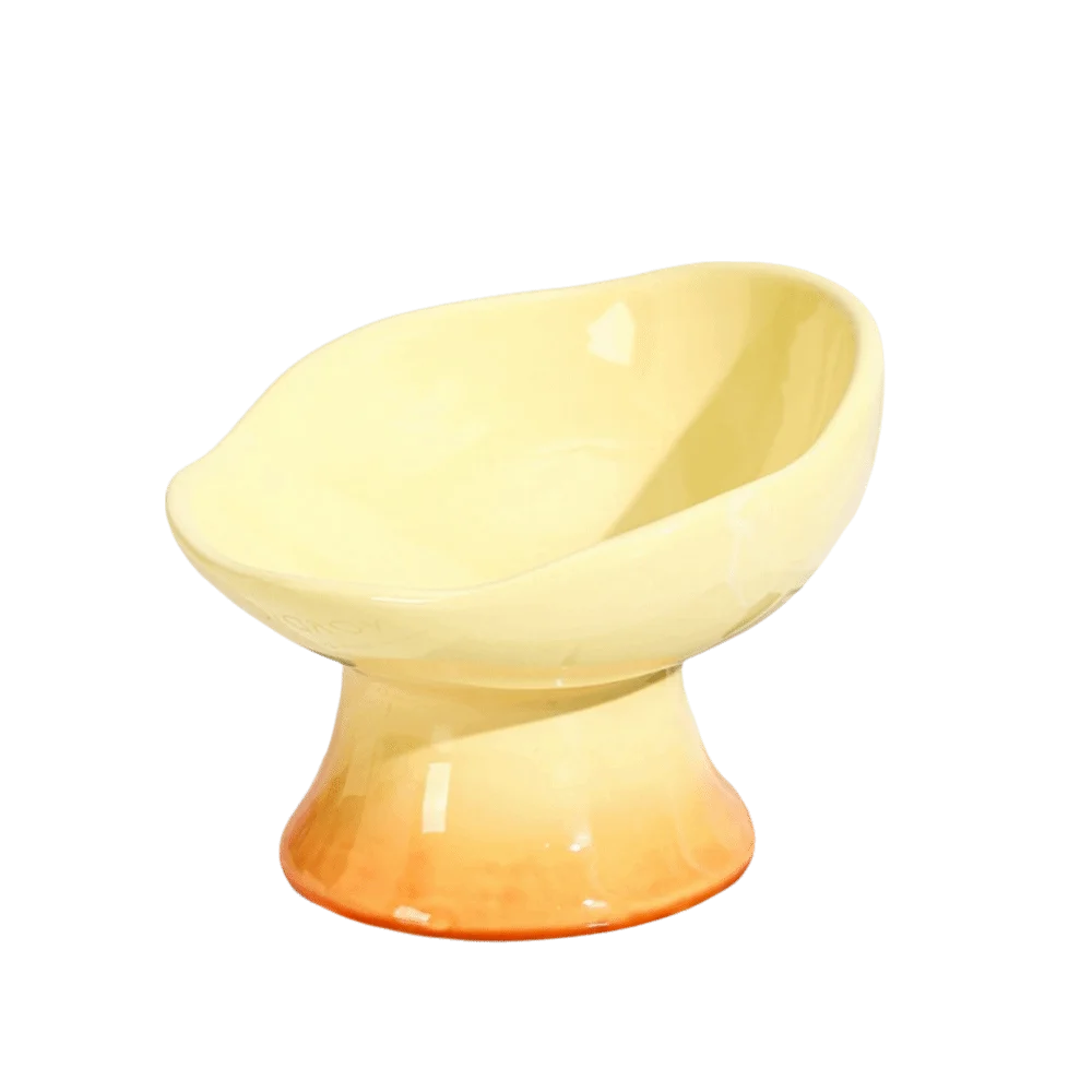 Flower Shape Ceramic Elevated Cat And Dog Feeding Bowl
