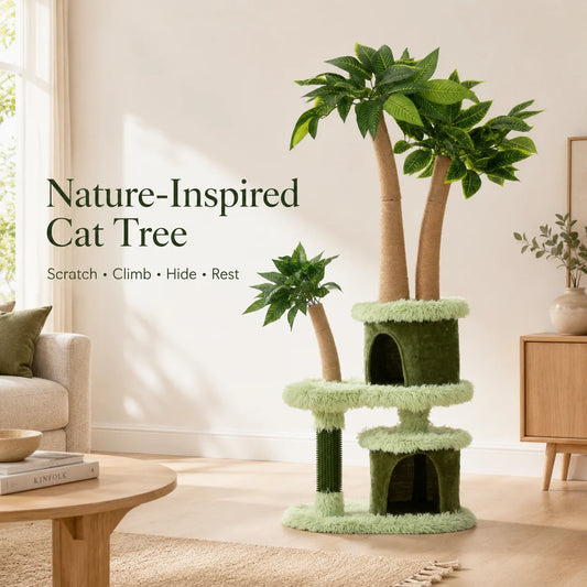 Double Tier Cat Tree With Scratching Post And Cozy Perch