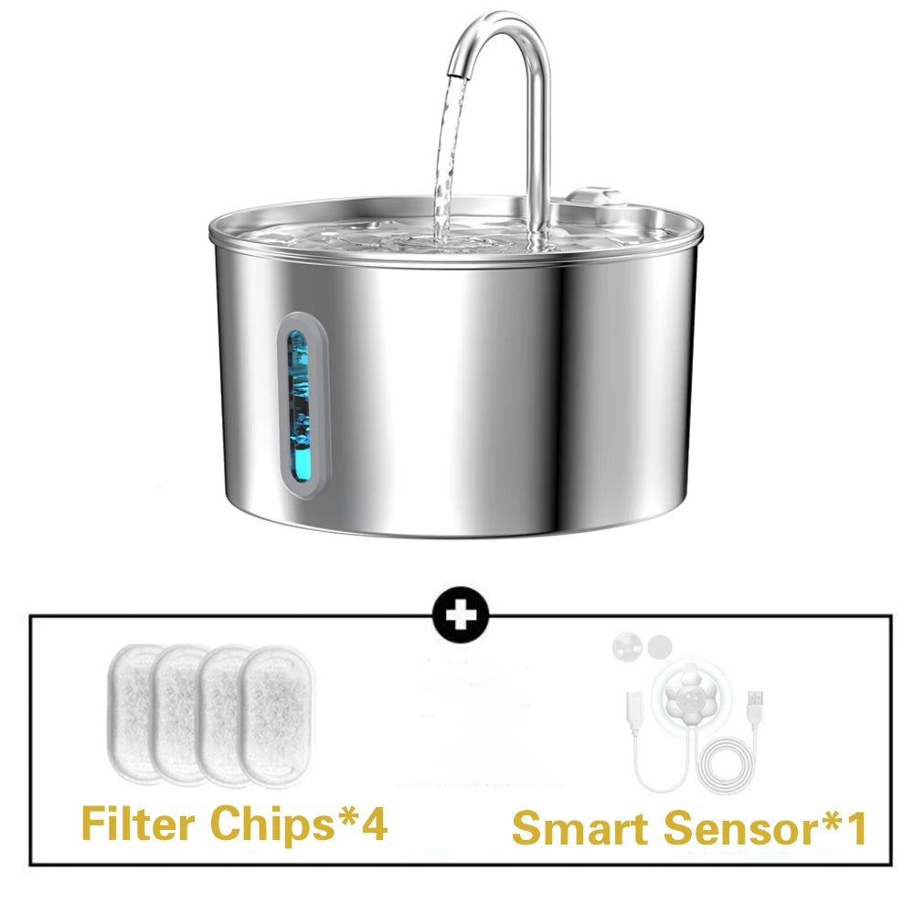 Stainless Steel Cat And Dog Water Fountain With Silent Operation