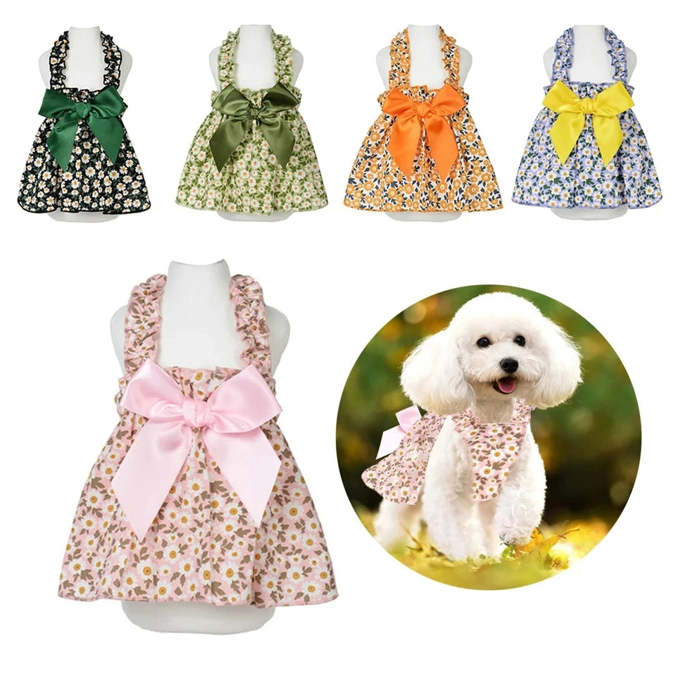 Summer Sleeveless Flower Design Cat And Dog Princess Dress