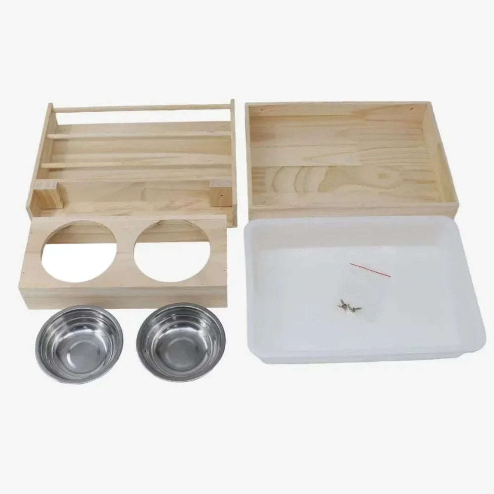 Wooden Rabbit Hay Feeder With Litter Box For Small Pets
