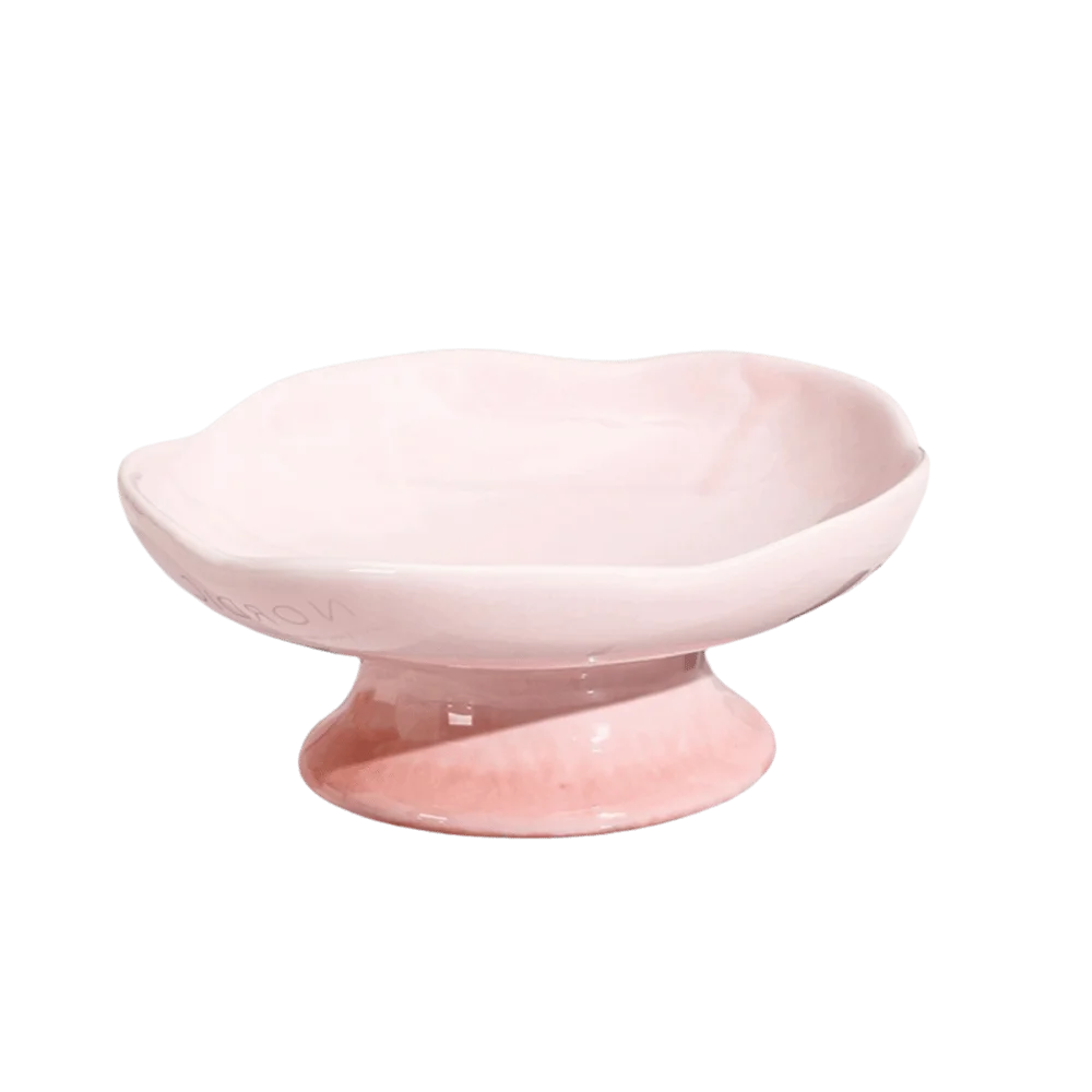 Flower Shape Ceramic Elevated Cat And Dog Feeding Bowl