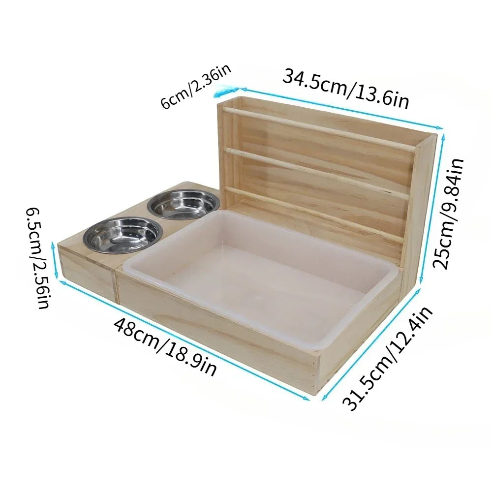 Wooden Rabbit Hay Feeder With Litter Box For Small Pets