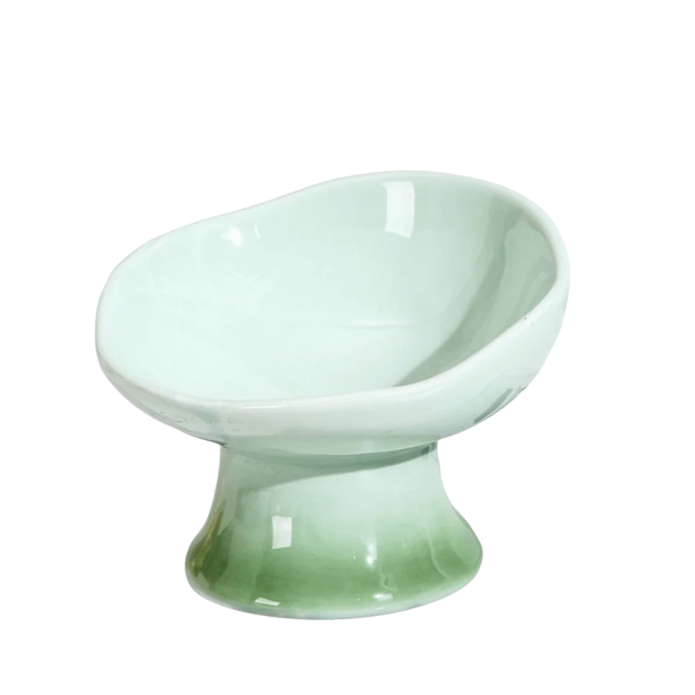 Flower Shape Ceramic Elevated Cat And Dog Feeding Bowl